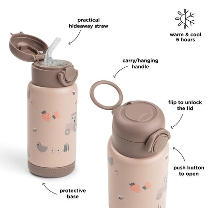 Done by Deer Thermos Straws pullo Tiny Farm Powder 340ml