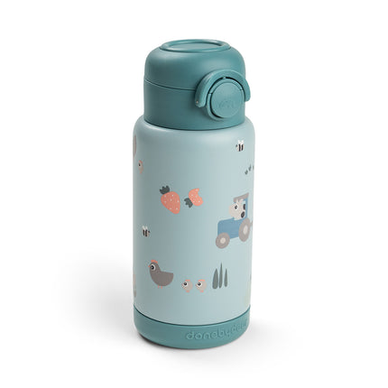Done by Deer Thermos Straws Bottle Tiny Farm Sininen 340ml