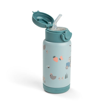 Done by Deer Thermos Straws Bottle Tiny Farm Sininen 340ml