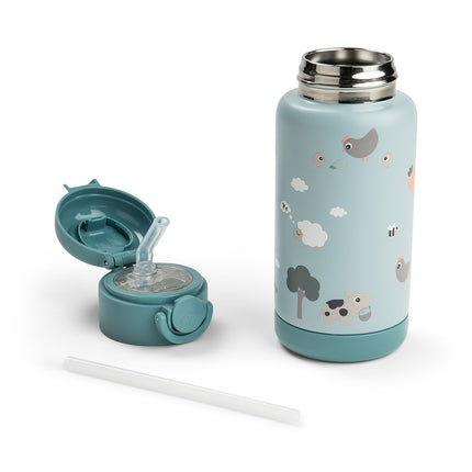 Done by Deer Thermos Straws Bottle Tiny Farm Sininen 340ml