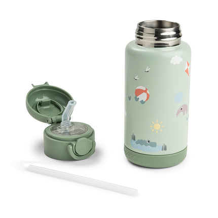 Done by Deer Thermos Straws pullo Playground Green 340ml