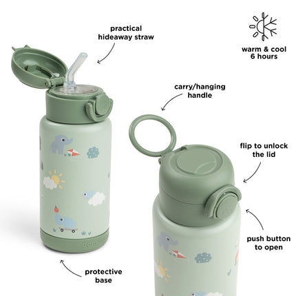 Done by Deer Thermos Straws pullo Playground Green 340ml
