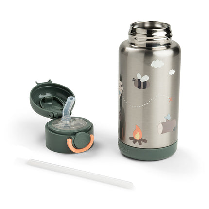 Done by Deer Thermos Straws Bottle Tiny Trails Vihreä 340ml