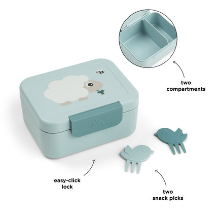 Done by Deer -lounaslaatikko, mukana välipalapikareita, Tiny Farm Blue