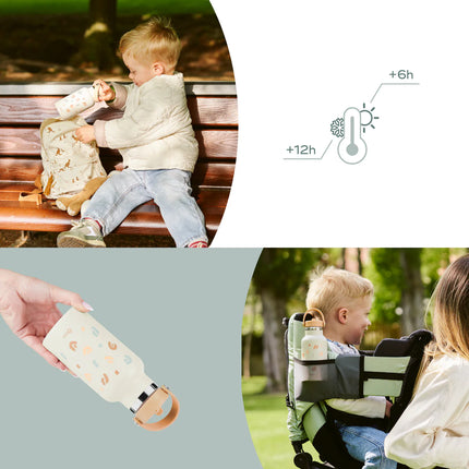 Babymoov Little Explorer -eristetty ruostumattomasta teräksestä valmistettu juomapullo, väri: Ivory