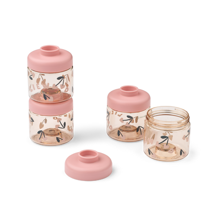 Liewood-säilytysastiat Dominique Tritan Cherry heart/Rosey 100 ml, 4 kpl