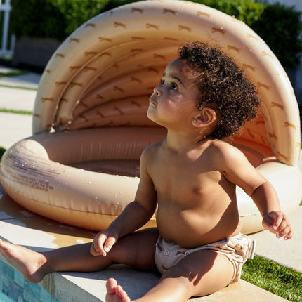 Swim Essentials Lasten allas - Beige Leopardi, jossa on katos