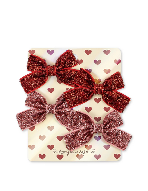 Konges Sløjd Haarspeldje Baby Red / Rose Glitters 4St
