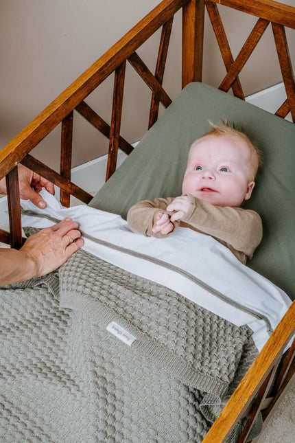 Baby's Only Wieglaken Gebreid Bies Urban Green/Wit koop je bij Babywinkel