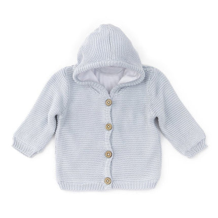 Bamboom Baby Vestje Gebreid Met Capuchon Licht Blauw koop je bij Babywinkel