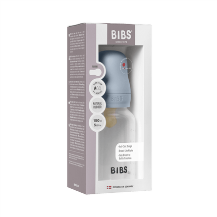 BIBS Babyfles Round Latex 150Ml Slow Flow Baby Blue koop je bij Babywinkel