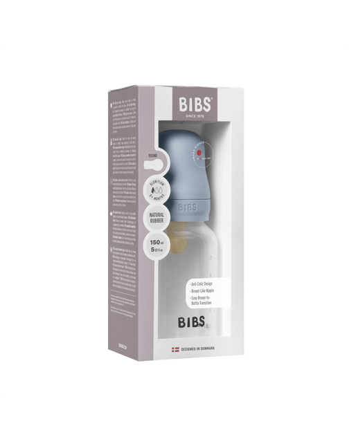 BIBS Babyfles Round Latex 150Ml Slow Flow Baby Blue koop je bij Babywinkel