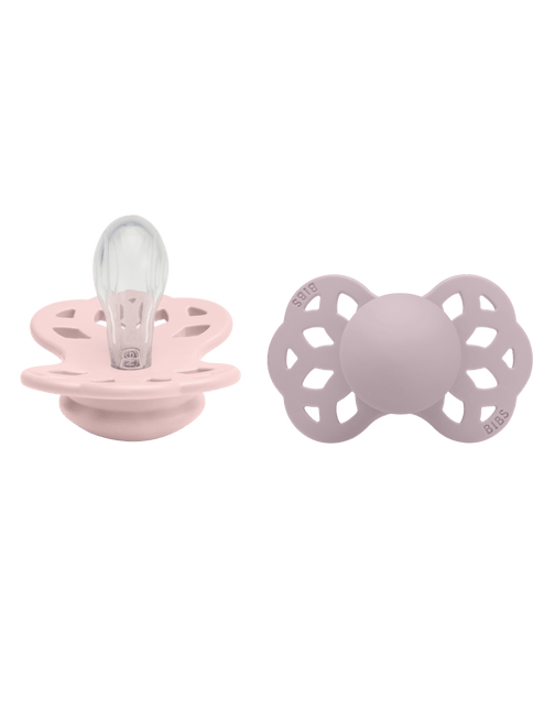 BIBS Speen Maat 1 Silicone Symmetrical Blossom/Dusky Lilac 2st koop je bij Babywinkel
