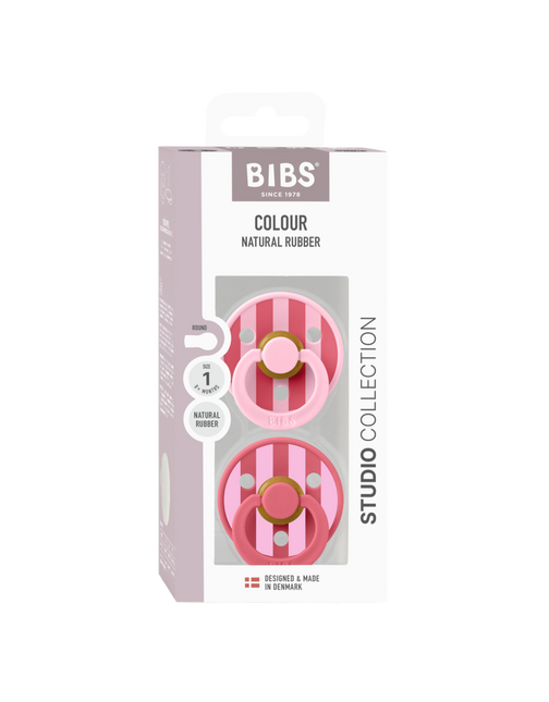 BIBS Speen Maat 1 Studio Colour Block Baby Pink Coral Mix 2St koop je bij Babywinkel