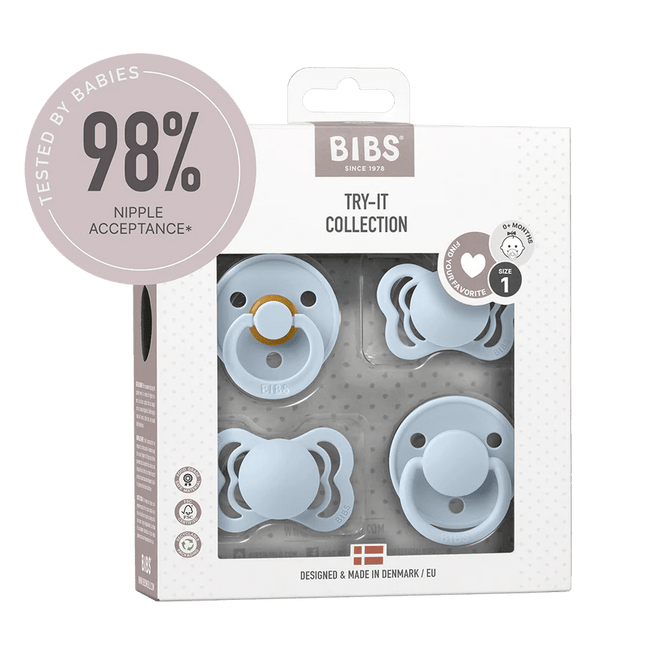 BIBS Speen Maat 1 Testpakket Baby Blue koop je bij Babywinkel