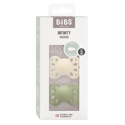 BIBS Speen Maat 2 Silicone Symmetrical Ivory/Sage 2st koop je bij Babywinkel