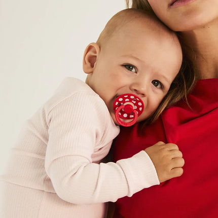 BIBS Spenen Maat 1 Studio Colour Polka Latex Blossom/Candy Apple 2st koop je bij Babywinkel