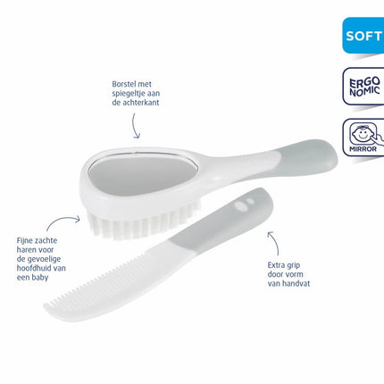 Difrax Borstel En Kam Set Zilver koop je bij Babywinkel