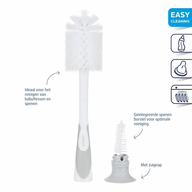 Difrax Flessenborstel 2 In 1 Wit Grijs koop je bij Babywinkel