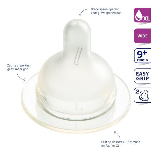 Difrax Flesspeen XL 2 - Delig 2st koop je bij Babywinkel