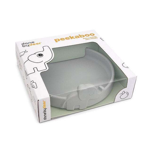 Done by Deer Baby Bordje Peekaboo Elphee Grey koop je bij Babywinkel