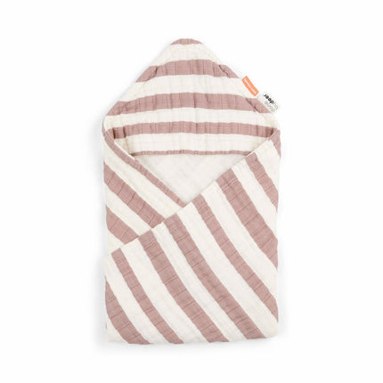 Done by Deer Badcape Baby Stripes Gots Powder koop je bij Babywinkel