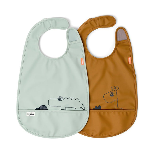 Done by Deer Slabbetje Met Klittenband Hertenvrienden Mosterd 2st koop je bij Babywinkel