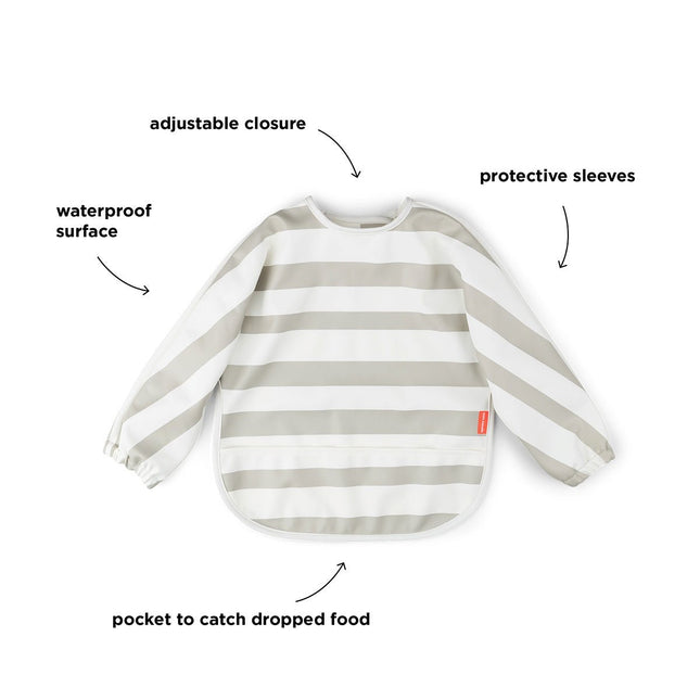 Done by Deer Slabbetje Stripes Met Lange Mouwen Sand koop je bij Babywinkel