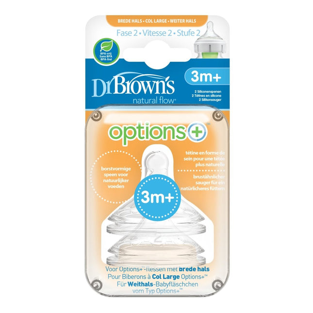 Dr. Brown's Options + Speen Fase 2 Brede Halsfles 2st koop je bij Babywinkel