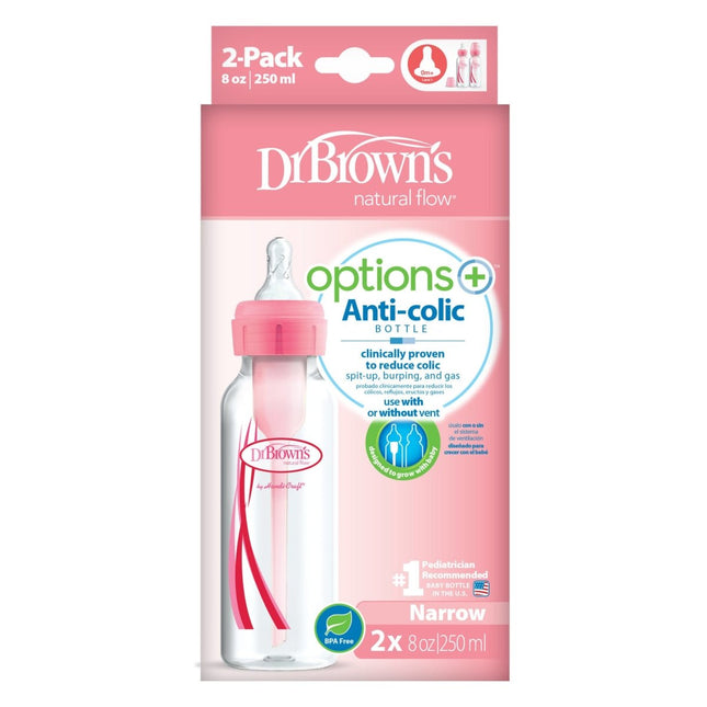 Dr. Brown's Options+standaardfles 250ml duopack roze koop je bij Babywinkel