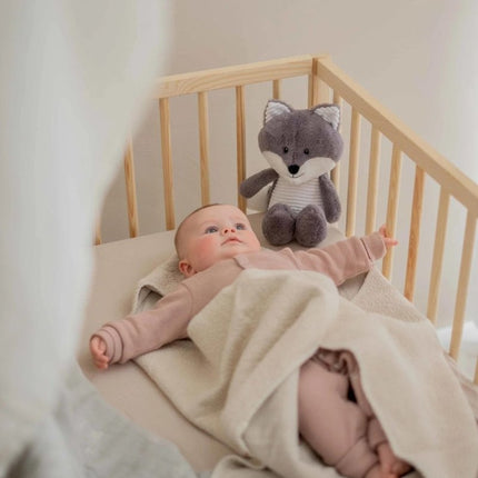 Flow Amsterdam Knuffel met Hartslag Robin Vosje Grijs koop je bij Babywinkel