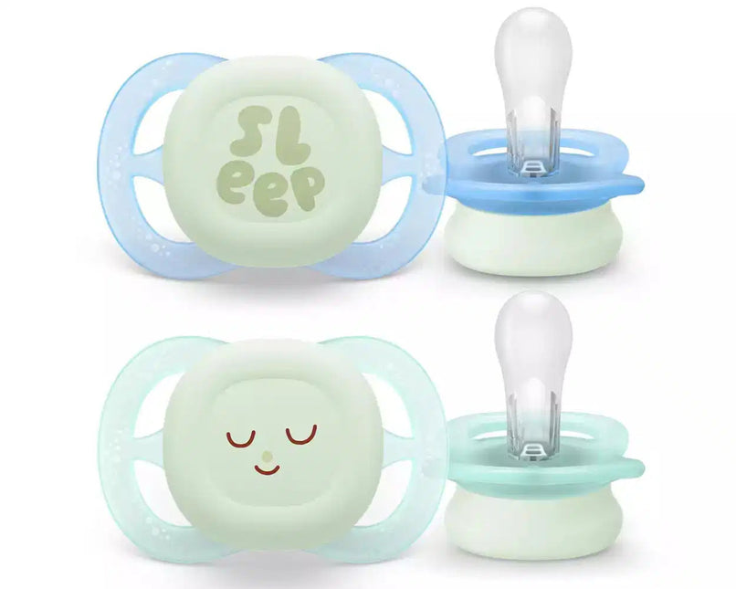 Philips Avent Speen Maat 1 Ultra Start Night Groen/Blauw 2 Stuks koop je bij Babywinkel
