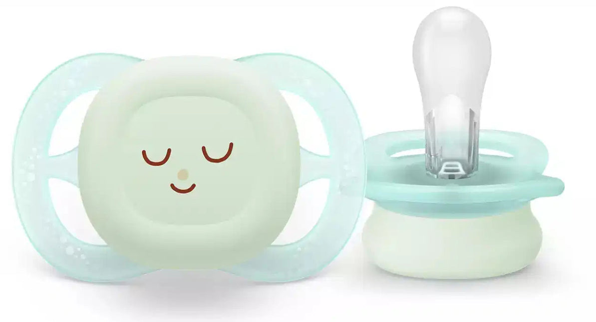 Philips Avent Speen Maat 1 Ultra Start Night Groen/Blauw 2 Stuks koop je bij Babywinkel