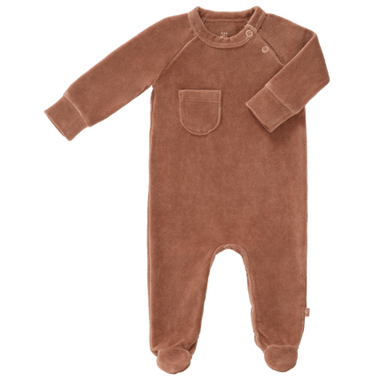 Fresk Baby Pyjama Velours Met Voet Twany Brown koop je bij Babywinkel