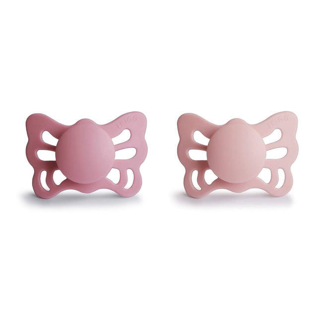 Frigg Speen Maat 1 Butterfly Cedar/Baby Pink Silicone 2 - Pack koop je bij Babywinkel