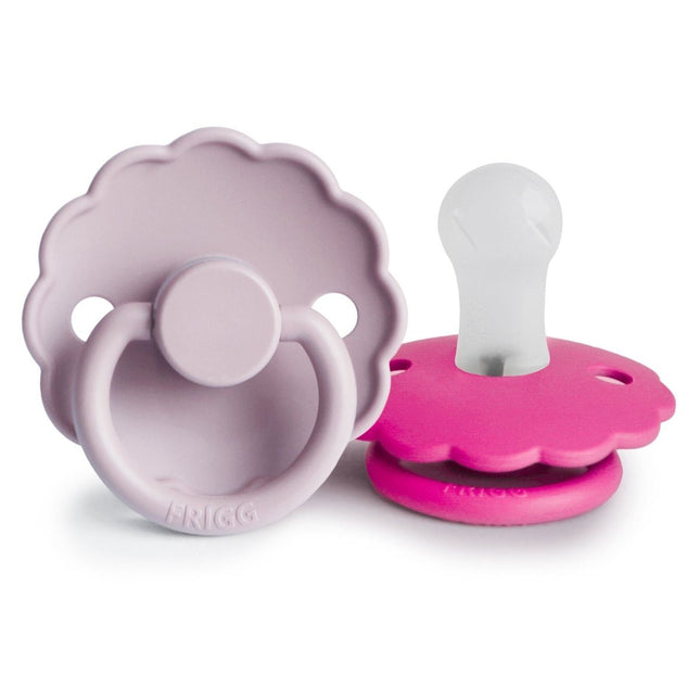 Frigg Speen Maat 1 Daisy Soft Lilac/Fuchsia Silicone 2 - Pack koop je bij Babywinkel