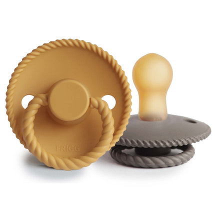 Frigg Speen Maat 1 Rope H.Gold/Portobello Latex 2 - Pack koop je bij Babywinkel