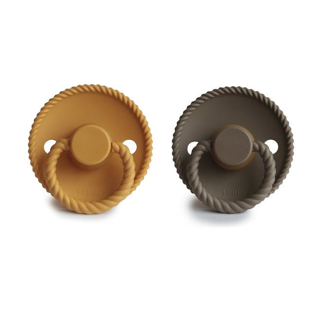 Frigg Speen Maat 1 Rope H.Gold/Portobello Latex 2 - Pack koop je bij Babywinkel