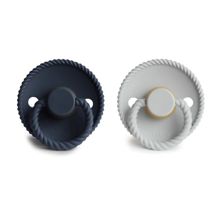 Frigg Speen Maat 1 Rope Silver Gray/Dark Navy Latex 2 - Pack koop je bij Babywinkel