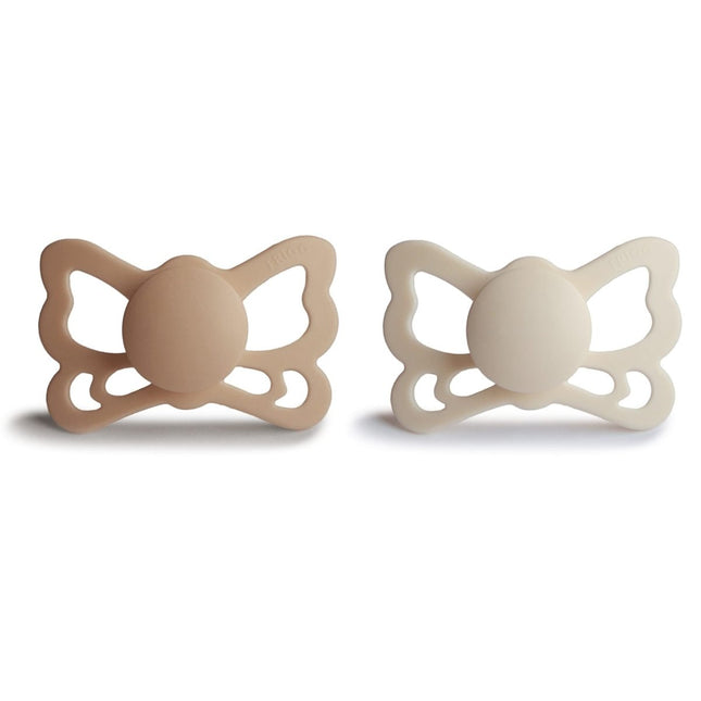 Frigg Speen Maat 2 Butterfly Silky Satin/Cream Silicone 2 - Pack koop je bij Babywinkel