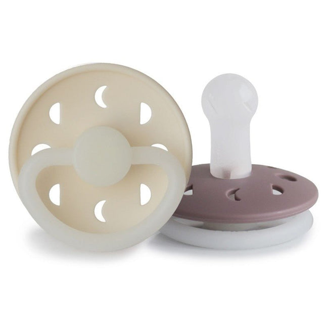 Frigg Speen Maat 2 Moon Night Cream/Tw.Mauve Silicone 2 - Pack koop je bij Babywinkel
