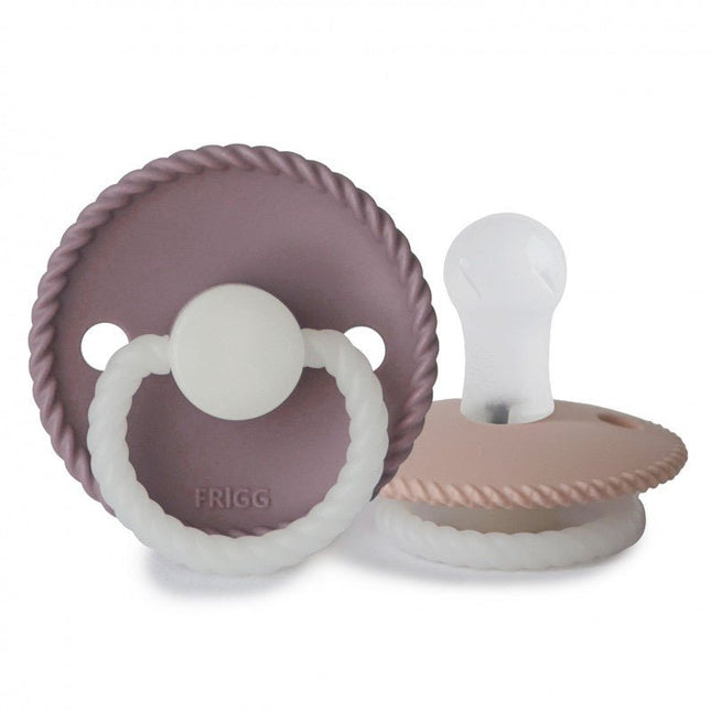 Frigg Speen Maat 2 Rope Night Tw.Mauve/Blush Silicone 2 - Pack koop je bij Babywinkel