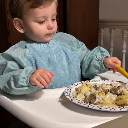 Silly Billyz Slabbetje Small Met Long Sleeve Dusty Blue koop je bij Babywinkel