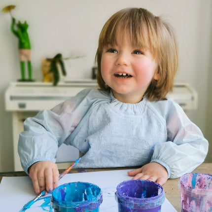 Silly Billyz Slabbetje Small Met Long Sleeve Dusty Blue koop je bij Babywinkel