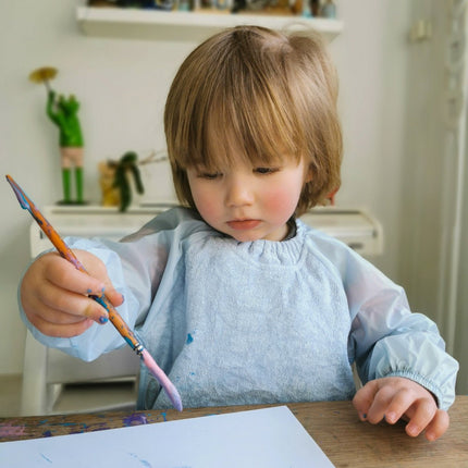 Silly Billyz Slabbetje Small Met Long Sleeve Dusty Blue koop je bij Babywinkel