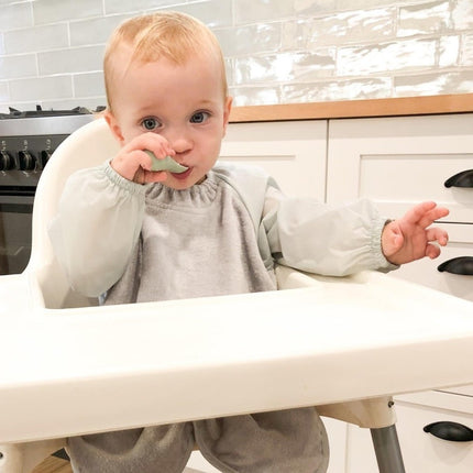 Silly Billyz Slabbetje Small Met Long Sleeve Dusty Blue koop je bij Babywinkel