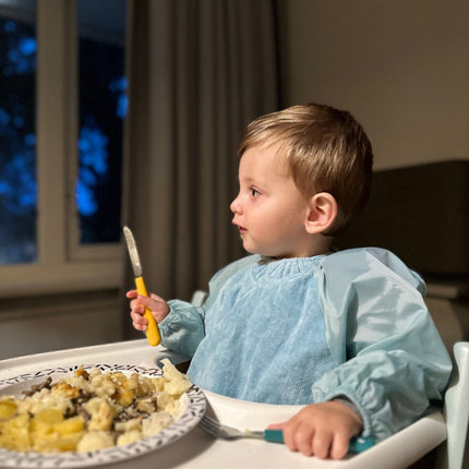 Silly Billyz Slabbetje Small Met Long Sleeve Dusty Blue koop je bij Babywinkel