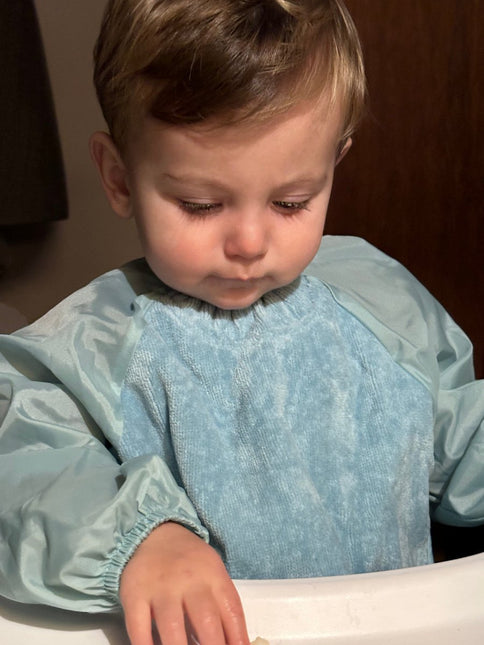 Silly Billyz Slabbetje Small Met Long Sleeve Dusty Blue koop je bij Babywinkel