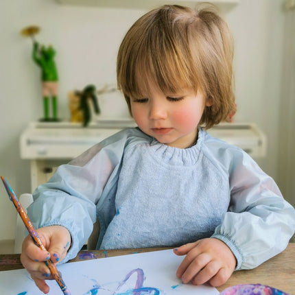 Silly Billyz Slabbetje Small Met Long Sleeve Dusty Blue koop je bij Babywinkel