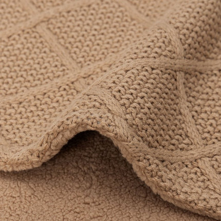 Jollein Ledikantdeken Check Knit Biscuit/Teddy Fleece 100 X 150 Cm koop je bij Babywinkel